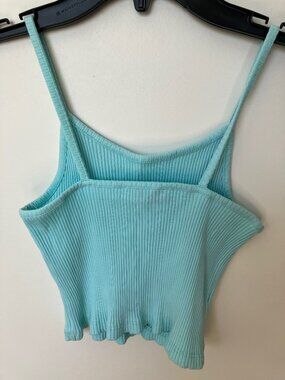 Worn Skinny Strap Tank Light Aqua Color Size S